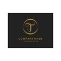 Simple elegant initials letter type T sign symbol icon template black background