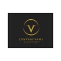 Simple elegant initials letter type V sign symbol icon template black background