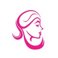 A simple and elegant logo design featuring a half face of a beautiful woman, representing beauty and health.