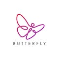 Simple elegant monoline butterfly logo design Royalty Free Stock Photo