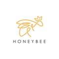 Simple elegant monoline honey bee logo design Royalty Free Stock Photo