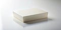 A simple, elegant, off-white rectangular gift box on a white surface. Generative AI Royalty Free Stock Photo