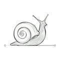 Simple elegant snail line drawing with detailed spiral shell and extended eyestalks Royalty Free Stock Photo