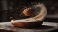 Simple and elegant spin of a piece of nutmeg Royalty Free Stock Photo
