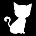 simple and elegant White Cat Silhouette design with black background Royalty Free Stock Photo