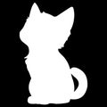 Minimalist White Cat Silhouette design with black background Royalty Free Stock Photo