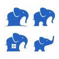Simple Elephant House Care Symbol Icon Set