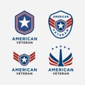 Set emblem american veteran logo design vector