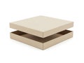 Simple, empty, beige cardboard box with lid open Royalty Free Stock Photo