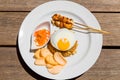 Simple english breakfast on wooden background