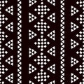 Simple ethnic black and white triangles and rhombus seamless pattern, vector