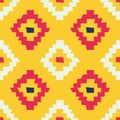 Simple ethnic geometric design. Bright vector tribal seamless pattern of rhombuses