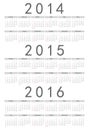 European 2014, 2015, 2016 year vector calendar Royalty Free Stock Photo