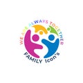 Simple family icon with circle design social, colorful