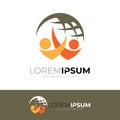 Simple Family logo with globe design illustration, social icon