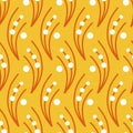 Simple fantasy twig with balls yellow seamless pattern for design