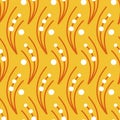 Simple fantasy twig with balls yellow seamless pattern for design