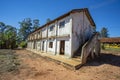 Simple farm house. Brick house, red roof, red earth farm, Brazil.