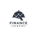 Simple financial logo, Economic Financial cafe menu logo vector theme with dish hand and charts concept