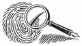 Simple fingerprint with magnifier, basic identification and analysis vector design Generative AI