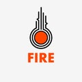 Simple fire logo. flat fire logo. black orange logo