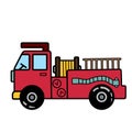 Simple fire truck with ladder on white background