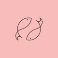 simple fish line art logo vector symbol illustration design