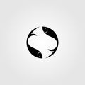 Simple fish yin yang logo design vector illustration