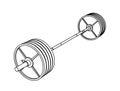 Simple fitness line art perspective vector of an olympic barbell with steel plates on white background