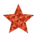 Simple five pointed red star with abstract triangle pattern inside, vector Royalty Free Stock Photo