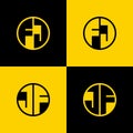 Simple FJ and JF Letters Circle Logo Set, suitable for business with FJ and JF initials