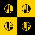 Simple FL and LF Letters Circle Logo Set, suitable for business with FL and LF initials