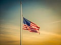 A Simple Flag at HalfMast Honoring Remembrance and Respect in a Minimalist Design Royalty Free Stock Photo