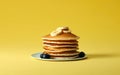 Simple Flapjack Delight Embracing Minimalist Pancakes. Generative AI