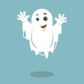 Simple flat art vector illustration of a grinning ghost
