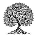 Artistic Swirly Ornamental Bushy Tree Graphic