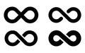 Simple flat black infinity symbols. Design elements for unlimited infinity, endless, eternity, loop