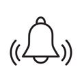 simple flat black outline vector icon alarm bell ringing reminder concept