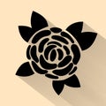 Simple flat black rose vector hand drawn romance flower icon illlustration vintage style Royalty Free Stock Photo