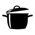 Simple, flat, black and white cooking pot silhouette illustration