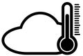 Simple flat black and white weather temperature icon with cloud shape and air thermometer