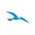 Simple flat blue flying seagull bird  vector Royalty Free Stock Photo