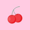 Simple Flat Cherry Vector Illustration