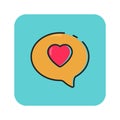 Flat color love chat icon Royalty Free Stock Photo