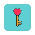 Flat color love key icon