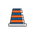 Flat color traffic cones icon Royalty Free Stock Photo