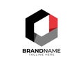 simple flat colorful hexagonal based fraction logo template with shadow