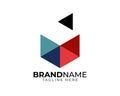 simple flat colorful hexagonal based fraction logo template with shadow