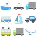 Simple and flat cool colored vehicles