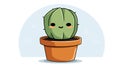 Cute Cartoon Cactus in Pot with Happy Face Royalty Free Stock Photo